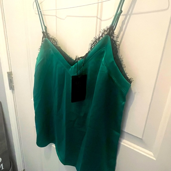 NWT Women’s Gibsonlook Green Camisole with Lace Trim, Size Large - Picture 5 of 7